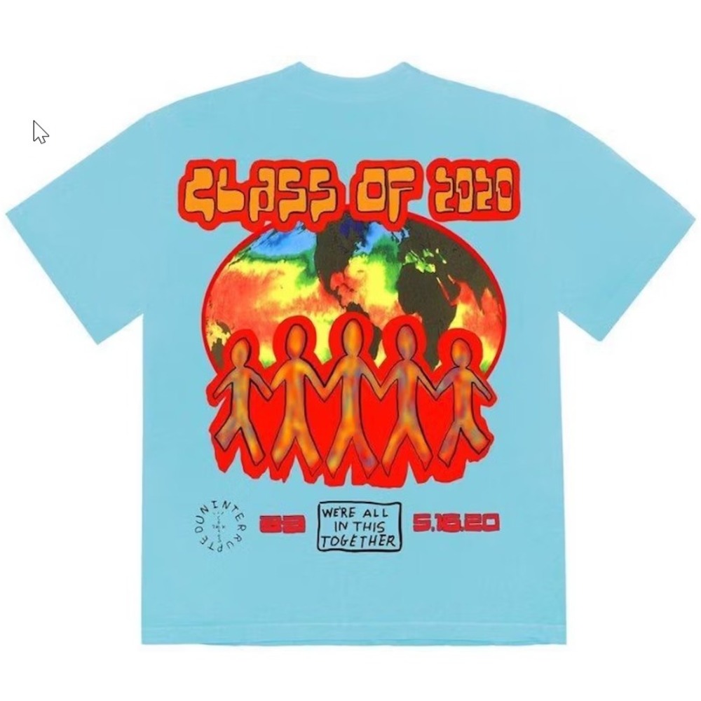 Cactus‎ Jack Class of 2020 GRAD-SS01 Sky Blue Cotton T-Shirt Mens Large